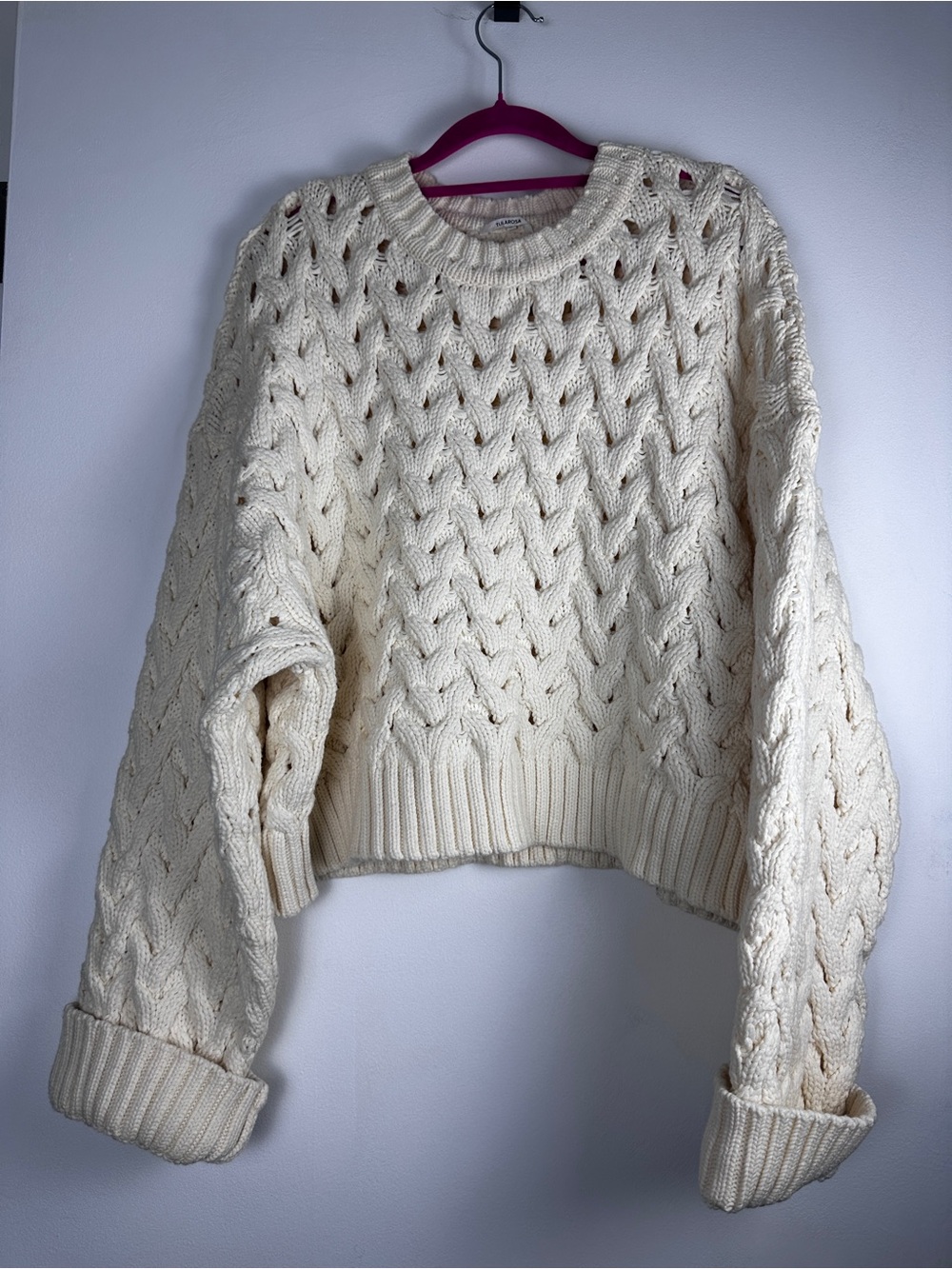 Tularosa Genoa Ivory Open Knit Cable Sweater S